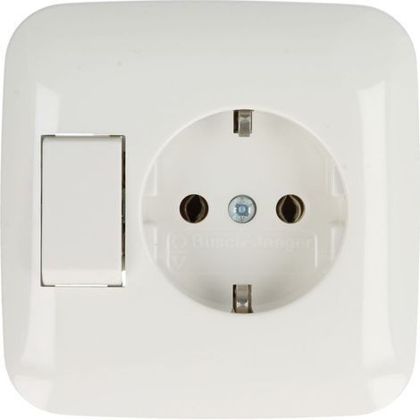 Busch-Jaeger – Prise de courant SCHUKO® blanc alpin – Reflex SI – 2P+PE – 1-phasé – IP20 – Interrupteur à bascule 10A 250V – Montage encastré