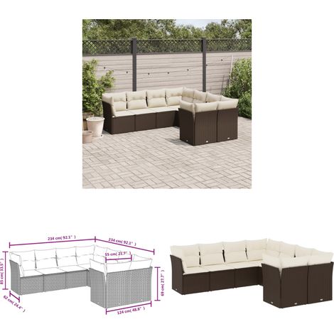 8-tlg. Garten-Sofagarnitur mit Kissen Braun Poly Rattan - Gartensofas - Outdoor Möbel - Lounge Set - Rattan Sofa - Gartenlounge - Home & Living