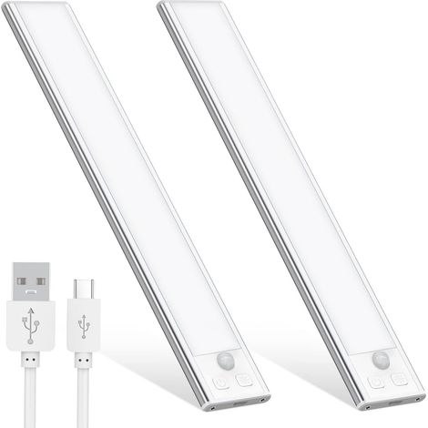 Schranklicht, wiederaufladbare LED-Innenschrankbeleuchtung, kabellos, dimmbares LED-Bewegungsmelderlicht, LED-Licht für Kleiderschrank, Schrank, Treppe, Küche (20 cm, 2 Stück)