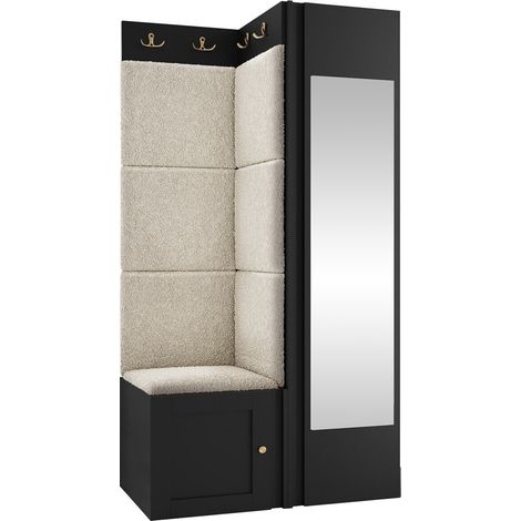 Conjunto para recibidor Hartford 382, Abriamo 3, 186x82x46cm, Espejo, Aglomerado laminado, Tapiz, MDF, Montada en la pared, Colocada