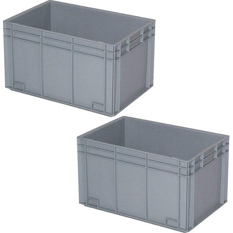 BRB 2 bacs Euro avec 2 poignées, 600 x 400 x 420 mm, 80 l, gris