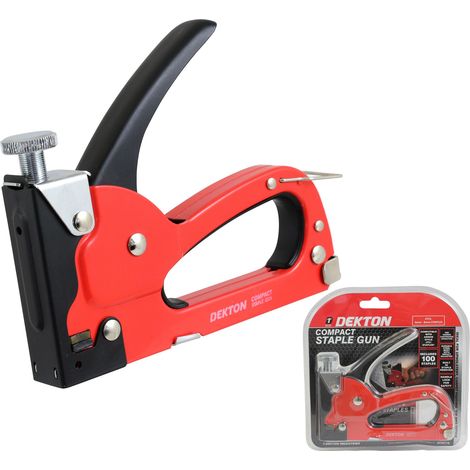 Dekton Metal Compact Hand Staple Gun Tool 100 Staples Upholstery Carpet Padding (1/3)