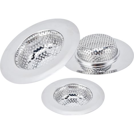 Crépine d'évier de cuisine, bonde de sol en acier inoxydable, bonde d'évier pour salle de bain et cuisine, ensemble (L, M, S) (1/5)