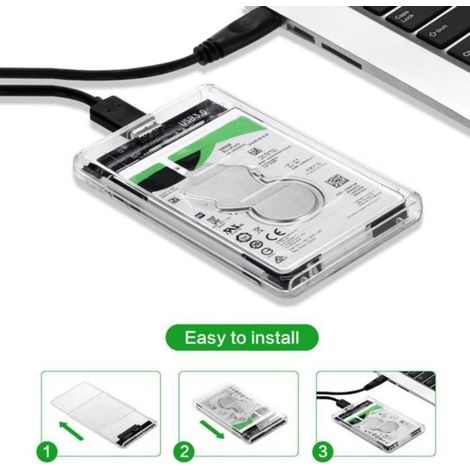Boîtier Externe Orico pour Disque Dur SATA III II I HDD SSD 2.5 Pouces - Transparent - USB 3.0 - 2To Max - 5Gbps (1/4)