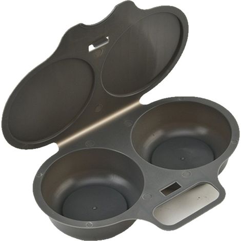 Irovami Cuiseur à Œufs Poché pour Micro-Ondes – Double Cavité, Couvercle et Poignée, Sans BPA, Gris (1/5)
