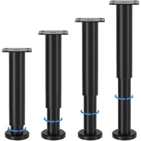 pieds de meubles réglables, hauteur ajustable de 18 à 30 cm, pieds de meubles en métal noir, pour armoires, meubles TV, lits, canapés, tables de chevet, chaises, meubles de salle de bain (1/5)