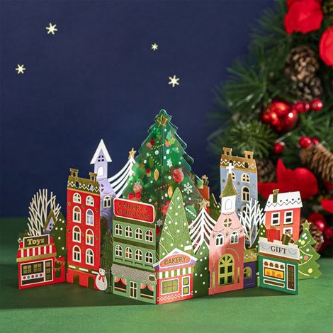 Carte De Voeux De Noël - Carte Pop Up 3D Avec Enveloppe - Décoration Festive Pour Célébration De Noël - Lot De 1 (1/5)