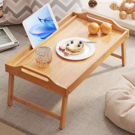 Tableau De Lit Pliable - Plateau En Bambou - Pour Lit Canapé Travail Repas - 40 X 30 X 20 Cm - 1 Pièce (1/5)