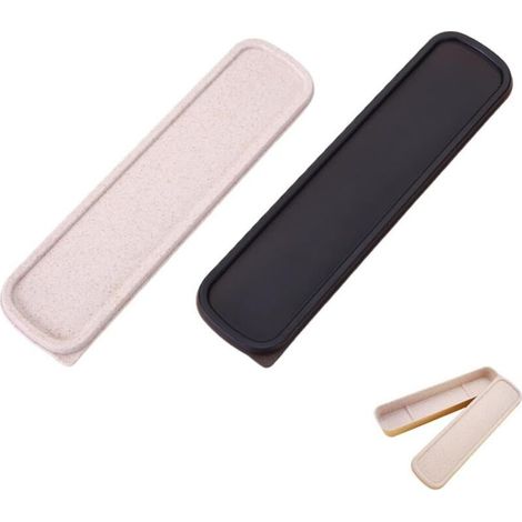 2 boîtes de rangement portables pour couverts de voyage, boite a couvert et pochette couvert (Noir, Blé) (1/4)