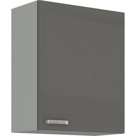 Küchen Hängeschrank 60 Hochglanz Grau Küchenzeile Küchenblock Küche Grey Bianca (1/4)