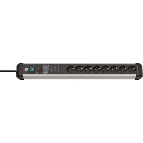 Brennenstuhl 1391010800 regleta de 8 tomas plata negro