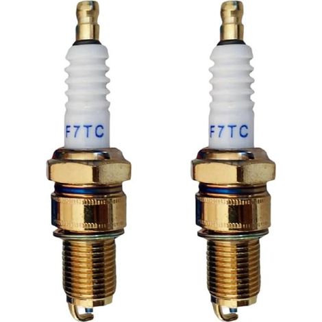 Bougie D'allumage,Bougies D'allumage en Métal,Bougie D'allumage à Électrode,Bougie D'allumage en Métal à Électrode,Bougie Moteur,Bougie Tondeuse a Gazon,F7TC Bougie D'allumage 2 Pièces (1/5)