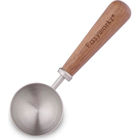 Cuillère doseuse pour café, 10 g, en acier inoxydable, bois de noyer, pour café moulu, grains de café, thé ou poudre protéinée.-AquaForge (1/5)