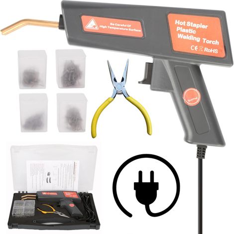 Agrafeuse chauffante 120W – torche de soudage plastique, kit réparation pare-chocs, 4 types d'agrafes, mallette rigide (1/5)
