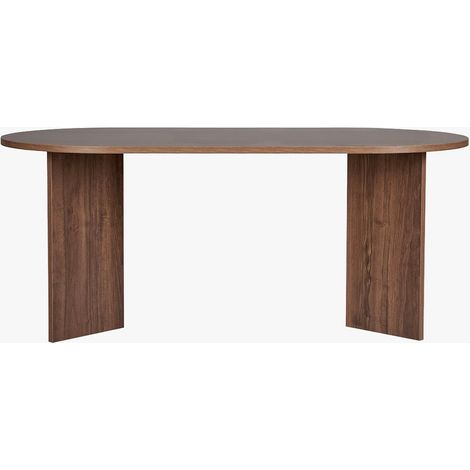Mobilier Deco – Table à manger ovale 180 cm – Panneau mélaminé bois foncé – Design moderne et convivial – Idéale pour repas en famille