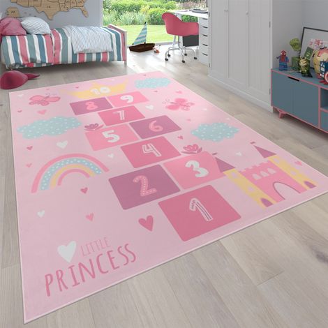 Paco Home Tapis Chambre Enfant Bebe Fille Garcon Coeur Antidérapant Pink Rose 100x200 cm (1/5)