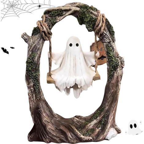 Fantasma en un columpio - Sombras que se balancean, nueva y adorable figura de fantasma, decoración de Halloween para el hogar (A) (1/5)
