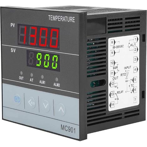 MC901 PID Digitaler Temperaturregler, Universaleingang, SSR-Relaisausgang, ℃/℉-Anzeige mit 96x96x85mm Schrauben (1/5)