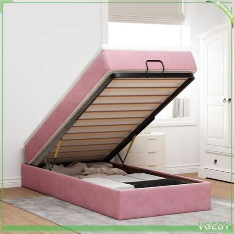 Cadre de lit ottoman avec matelas - 3311164 - Rose - Velours - Rangement sous-lit hydraulique (1/5)