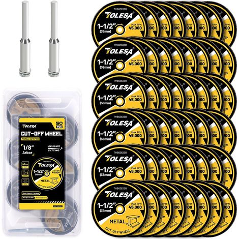 50 pièces disques à tronçonner 38 mm, disque à tronçonner pour outils rotatifs, avec 2 mandrins inclus (1/5)