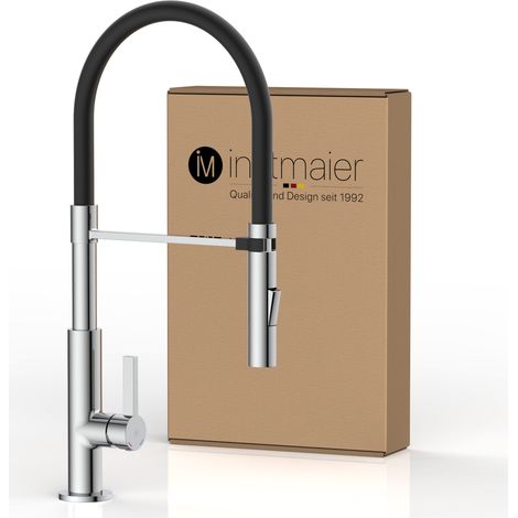 Schütte – Robinet mitigeur cuisine chromé – Douchette flexible double jet – Bec col de cygne pivotant 360° – Hauteur sous bec 150mm
