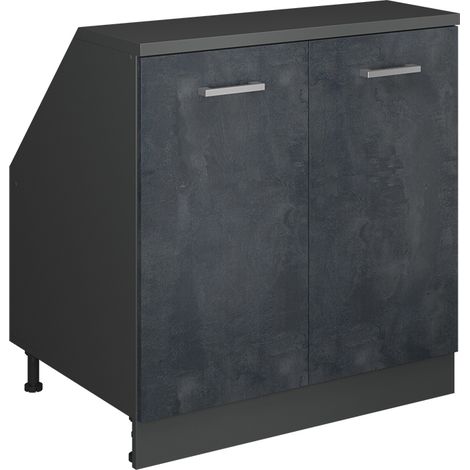 Meuble sous pente R-Line, Béton noir, 80cm 2 portes, 60 cm de profondeur, Vicco (1/5)