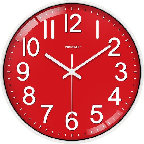 Wall Clock 30 cm Red Modern Silent (1/5)
