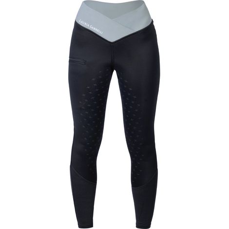 44/46 IT, grigio e beige: Leggings equitazione donna modello Limone a vita alta full grip