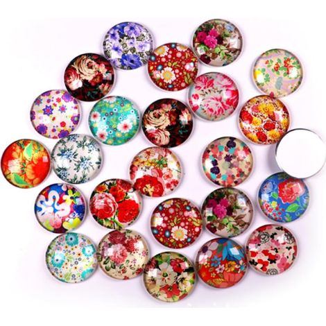 50 Pièces Autocollants pour Verre Ronds 0.71 Pouce Motif Fleur Patch de Verre pour Bricolage Accessoires pour Matériel Bijoux DIY Décorations et Présents pour Occasions Spéciales (1/5)
