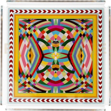 VUOTATASCHE DECOR IN CRISTALLO ACRILICO DECORATO DISEGNO RAINBOW