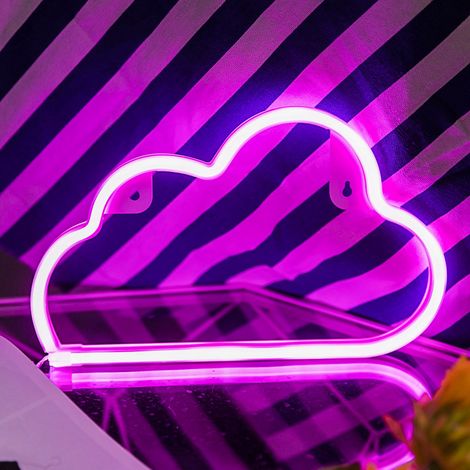 LED neon cloud sign, 3D neon wall decoration, pink neon lights, battery or USB powered. (1/4)