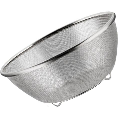 Passoire Cuisine Multifonction Bol Inox Lavage Riz Égouttoir Pied Fruits Légumes 22 X 9cm (1/5)