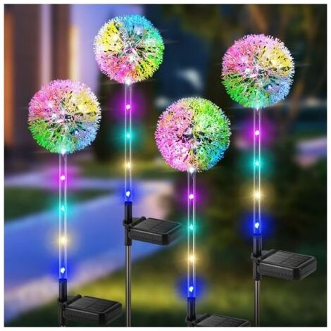 Lampe Solaire Extérieur Jardin 4pcs Pissenlit LED Couleur Étanche Déco Halloween Pelouse Balcon Terrasse Cour (1/4)