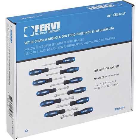 Satz mit 11 Steckschlusseln mit 4-13 mm Griff Fervi cb02/11p