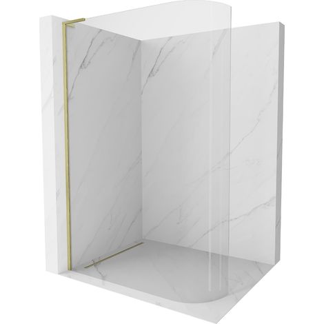 Mexen Kioto L Duschwand Rundduschen Walk-in 90 x 200 cm, transparent, gebürsteter Gold - 800-090-103 (1/5)