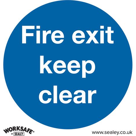 Sealey SS2P1 Worksafe® Fire Exit Keep Clear Safety Sign - Rigid Plastic