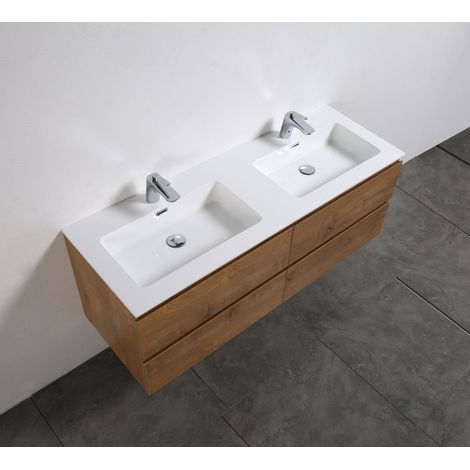 BERNSTEIN - Meuble salle de bain Alice 1380 couleur chêne - Miroir en option (1/4)