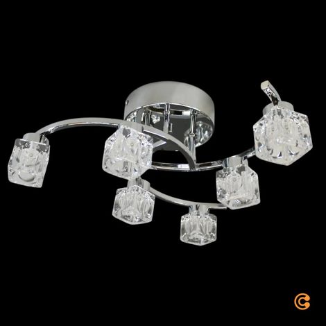 [GEBRAUCHT] B-Ware Led Deckenleuchte Lampe Yaro Kristallleuchte Wohnzimmer Chrom Dimmbar 6 Flammig