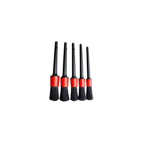5 Pièces Brosse de Nettoyage pour Voiture, Pinceau de Détail Ensemble Pinceaux à Poil Souple pour Auto, Cuir - Noir & Rouge (1/3)