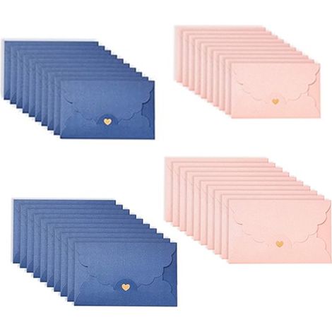 20 mini buste, divertenti buste fai da te, chiusura a forma di cuore, glitterate con motivo a cuori, carta kraft per mini biglietti regalo, auguri di compleanno (1/5)