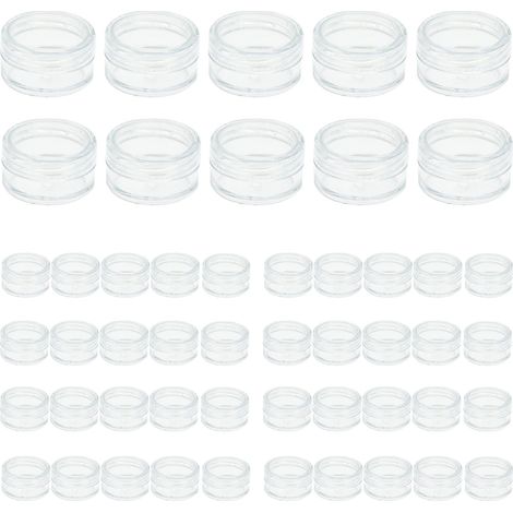 Lot de 50 mini boîtes vides tanspaentes de 5 ml avec bouchon à vis pou cosmétiques, baume à lèves