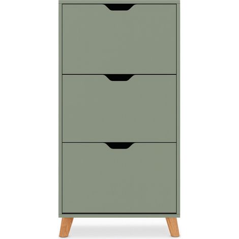 Plana - Zapatero ahorraespacio 3 puertas 55x116x25 cm 18 pares en madera salvia