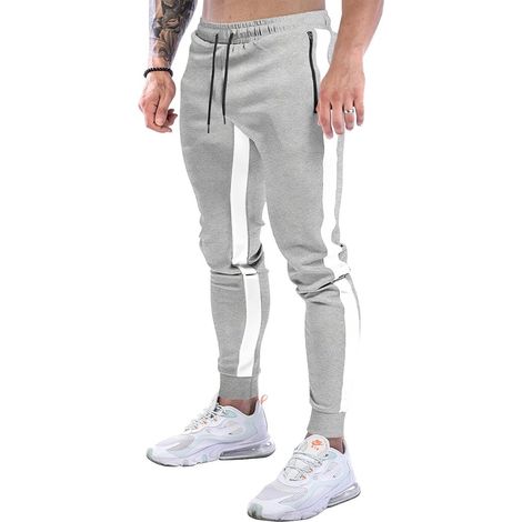 Herren-Jogginghose Slim Fit mit Streifen und Reißverschlusstaschen (1/5)