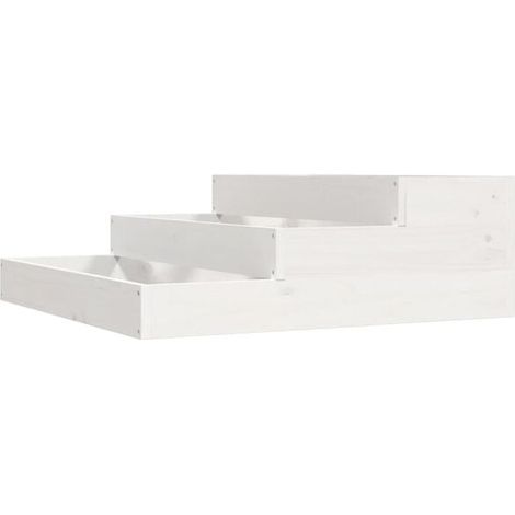 Pot de fleurs blanc, dimensions 78x78x27 cm, en bois de pin massif. (1/5)