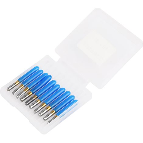 10pcs 3.175mm Titanium Coated Tungsten Steel Engraving CNC Bit Carving Tool (3.17510°0.1) (1/5)