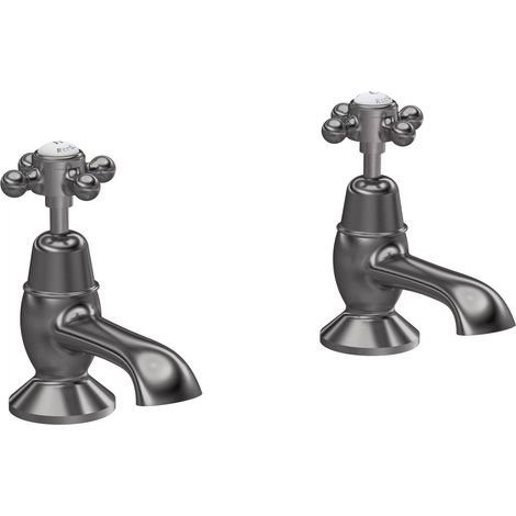 Hudson Reed Topaz Dome Bath Taps Pair - Brushed Pewter