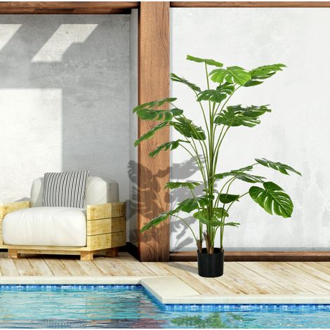 Planta artificial Monstera Deliciosa 180 cm con 24 ramas, maceta incluida, verde (1/5)