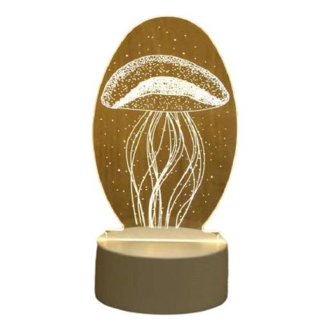 Veilleuse LED 3D en forme de méduse, charmante pour chambre à coucher, chambre d'enfant, etc. (9,2 x 16 cm)
