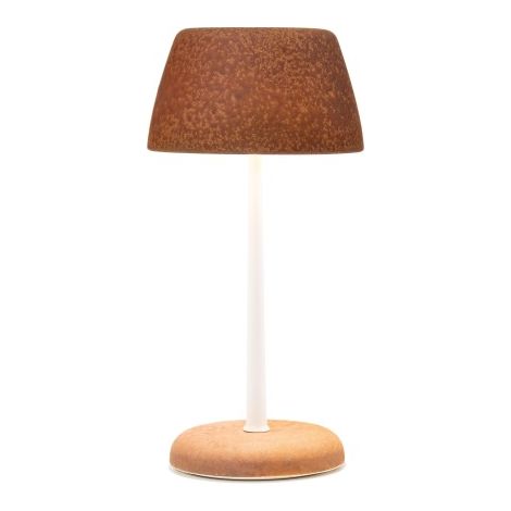 Lampada Smart Trilli Wi-Fi Zafferano - Led Ricaricabile, Touch, App Wi-Fi, Ceramica Decorata Bianca e Ruggine