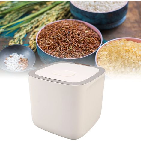 Boîte à riz domestique, hermétique, anti-insectes et anti-humidité, boîte à riz épaisse, boîte de rangement pour la cuisine, bocal pour riz et farine, boîte à riz, boîte à riz gris clair (1/5)